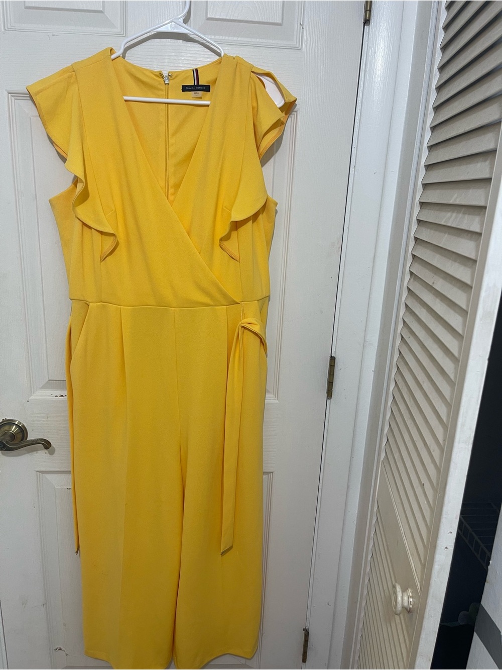 Tommy Hilfiger Bright Yellow Wrap-Style Midi Dress